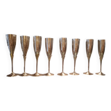 6 art deco champagne flutes, 70s