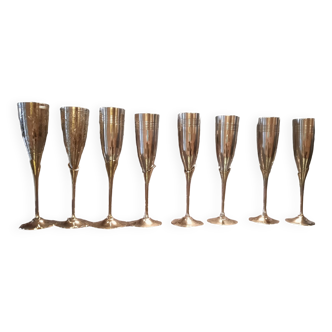 6 art deco Champagne flutes, 70s