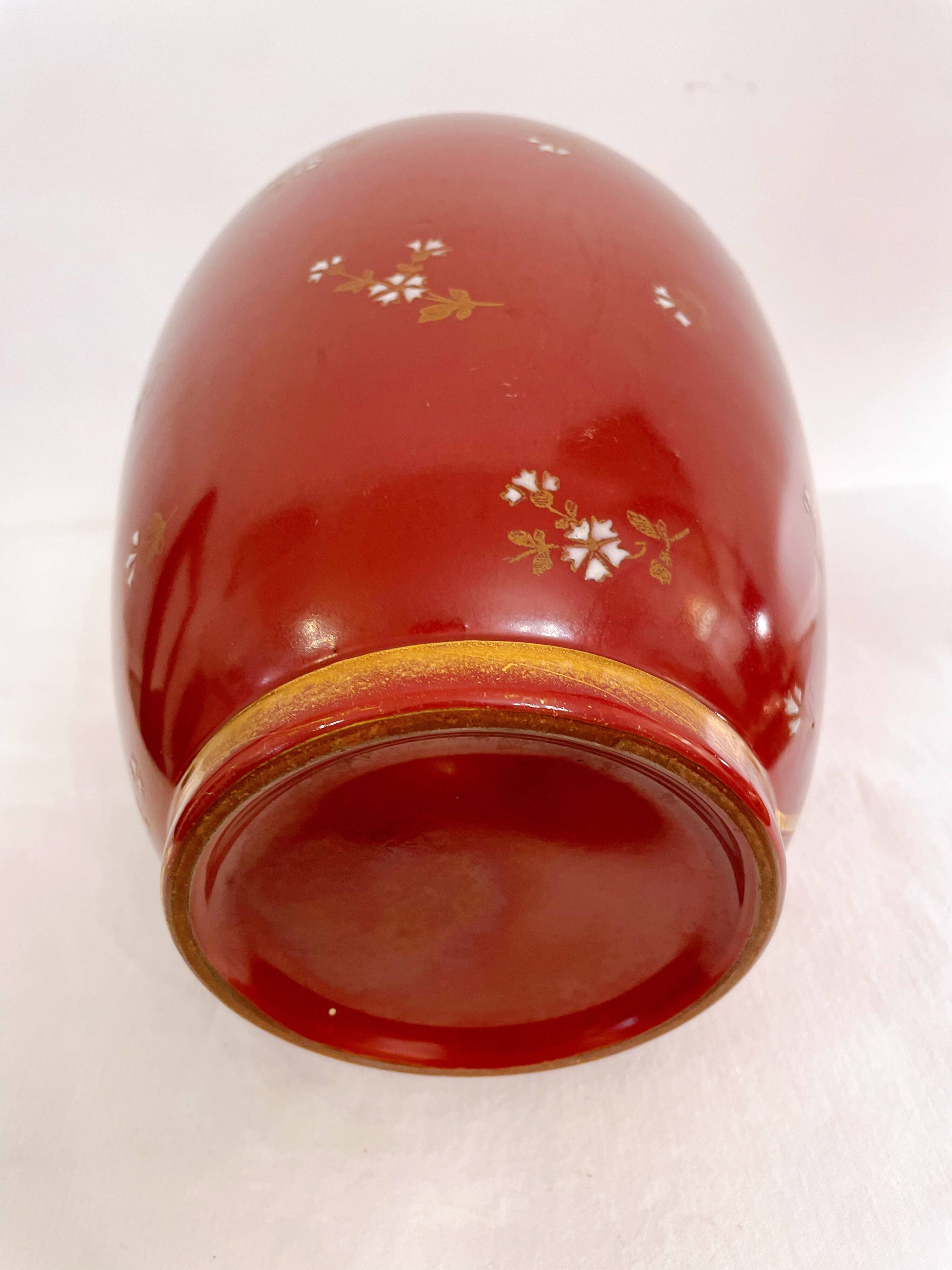 Red Art Deco vase, Keller & Guérin Lunéville earthenware