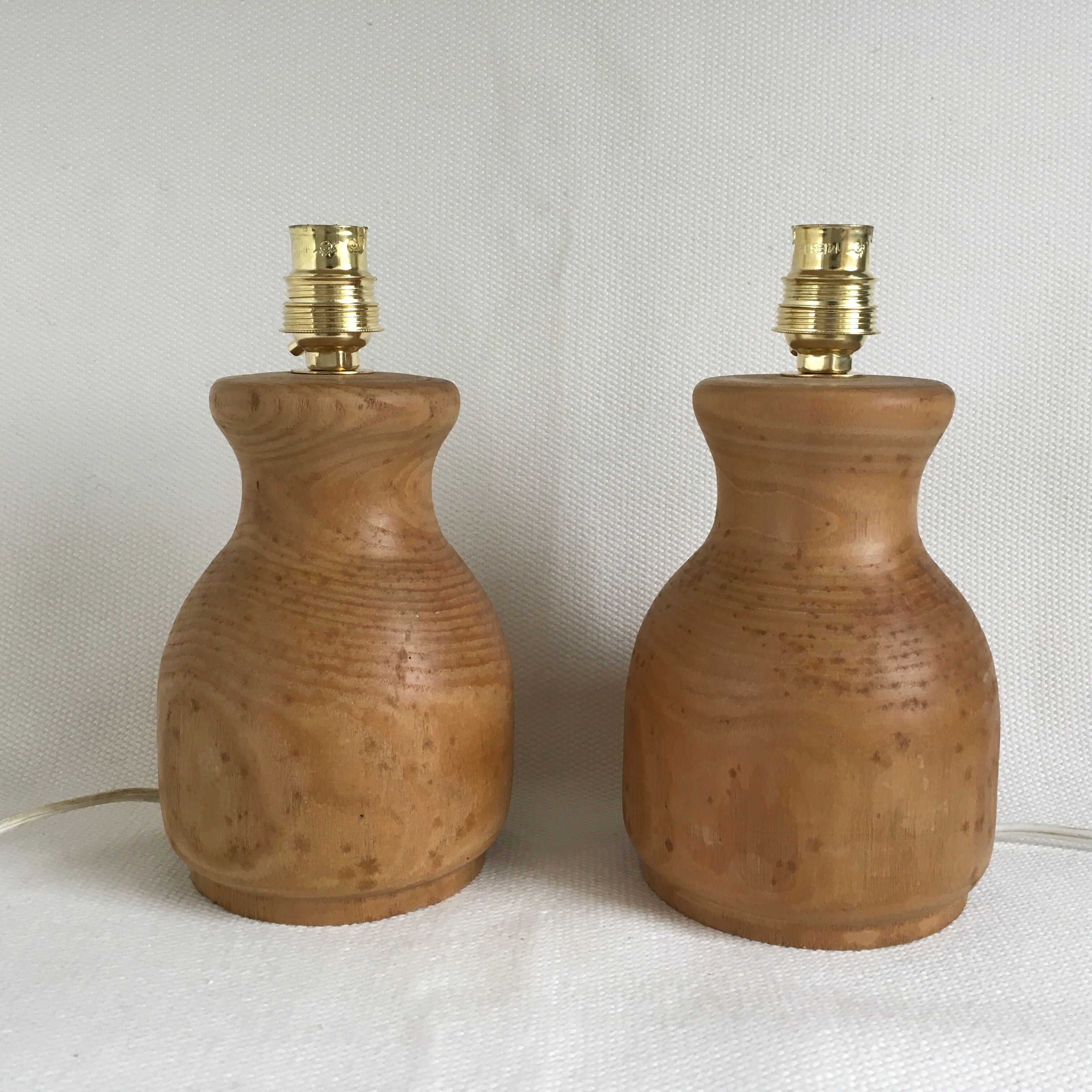 Pair of turned wooden bedside lamp legs