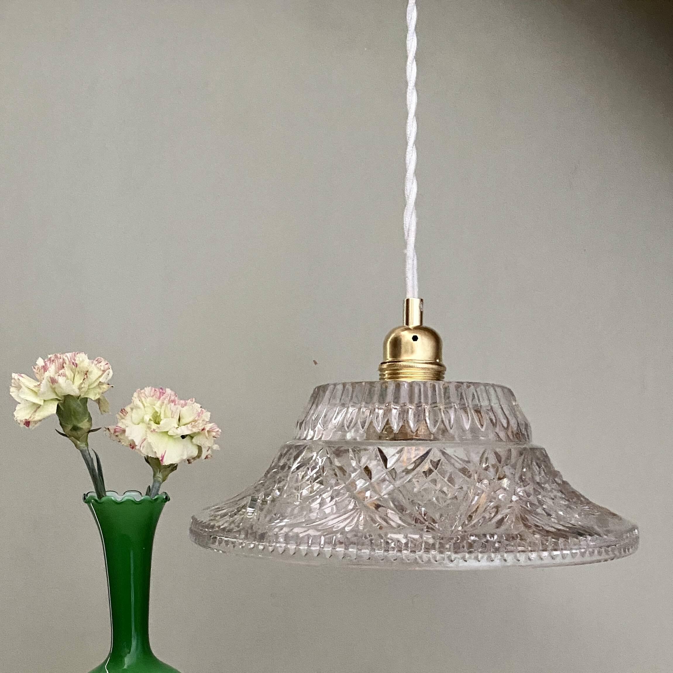 Vintage molded glass lampshade pendant light - tableware collection -