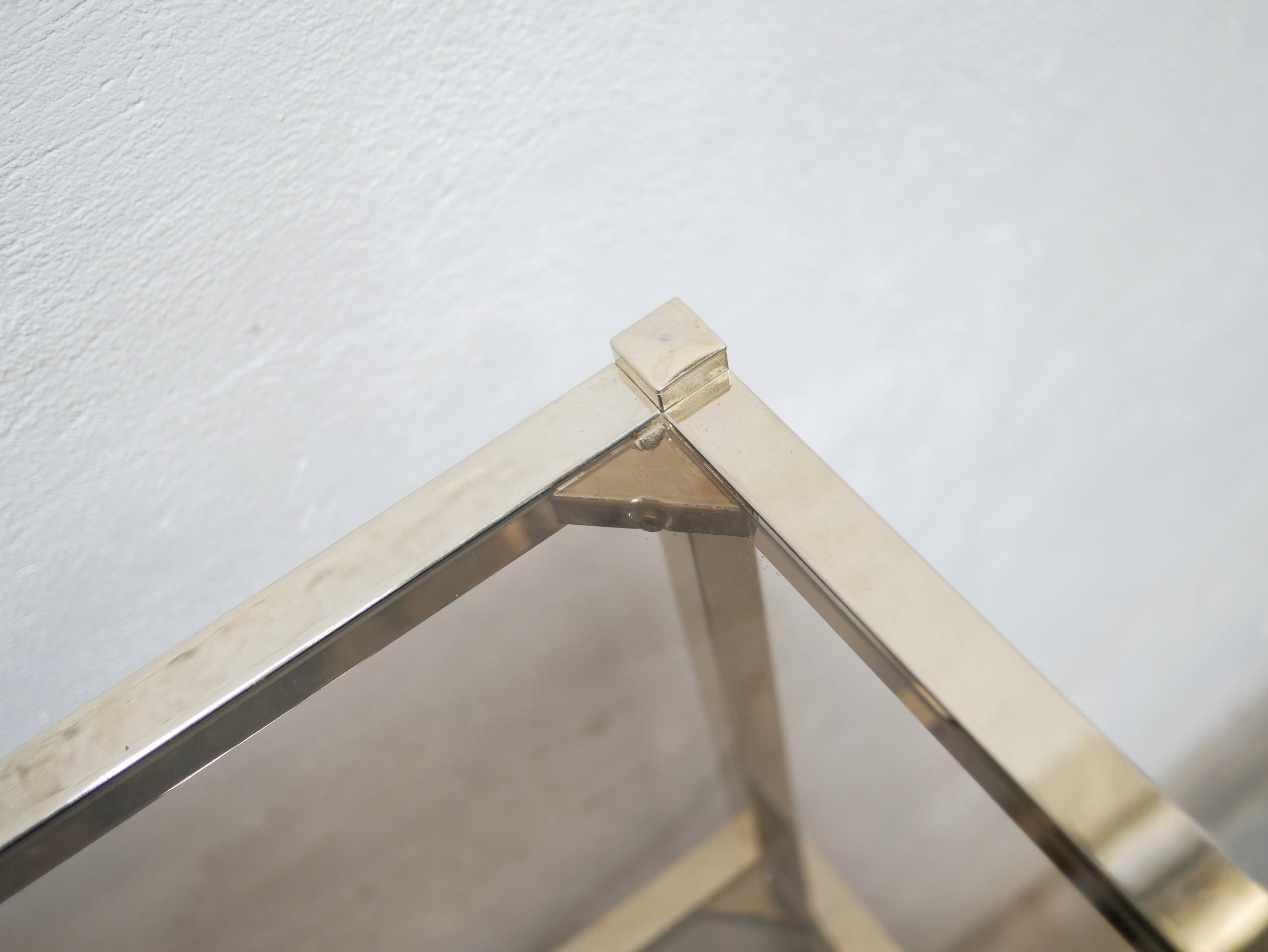 Bookcase vintage shelf in brass and smoked glass