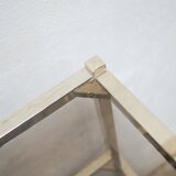 Bookcase vintage shelf in brass and smoked glass
