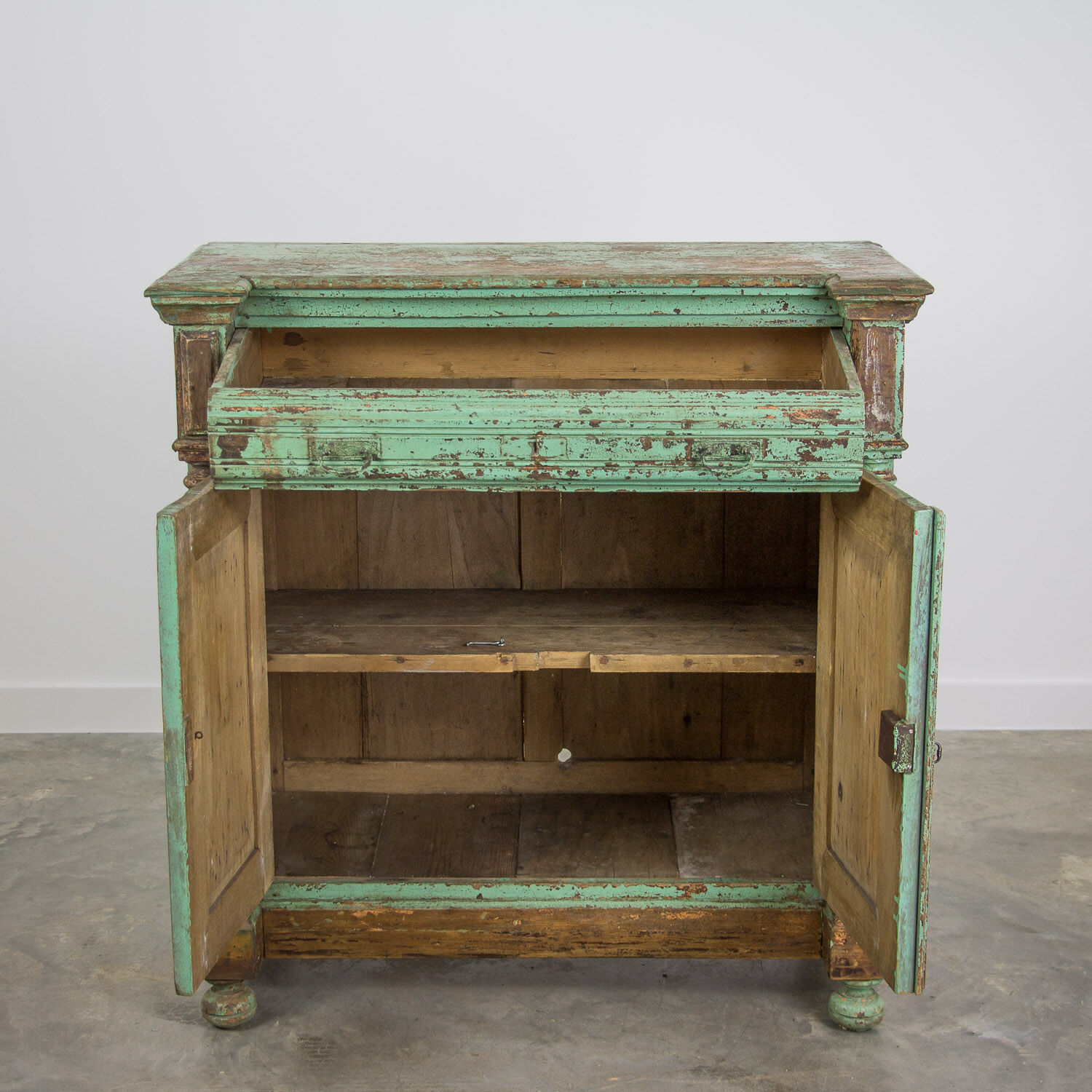 Green French antique cabinet