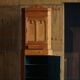 Corner pine wardrobe in two parts, Danish cabinetmaker, early 19th century.
