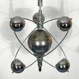 Goffredo Reggiani, satellite chrome chandelier from 60s