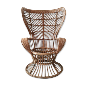 Fauteuil à dossier haut en rotin