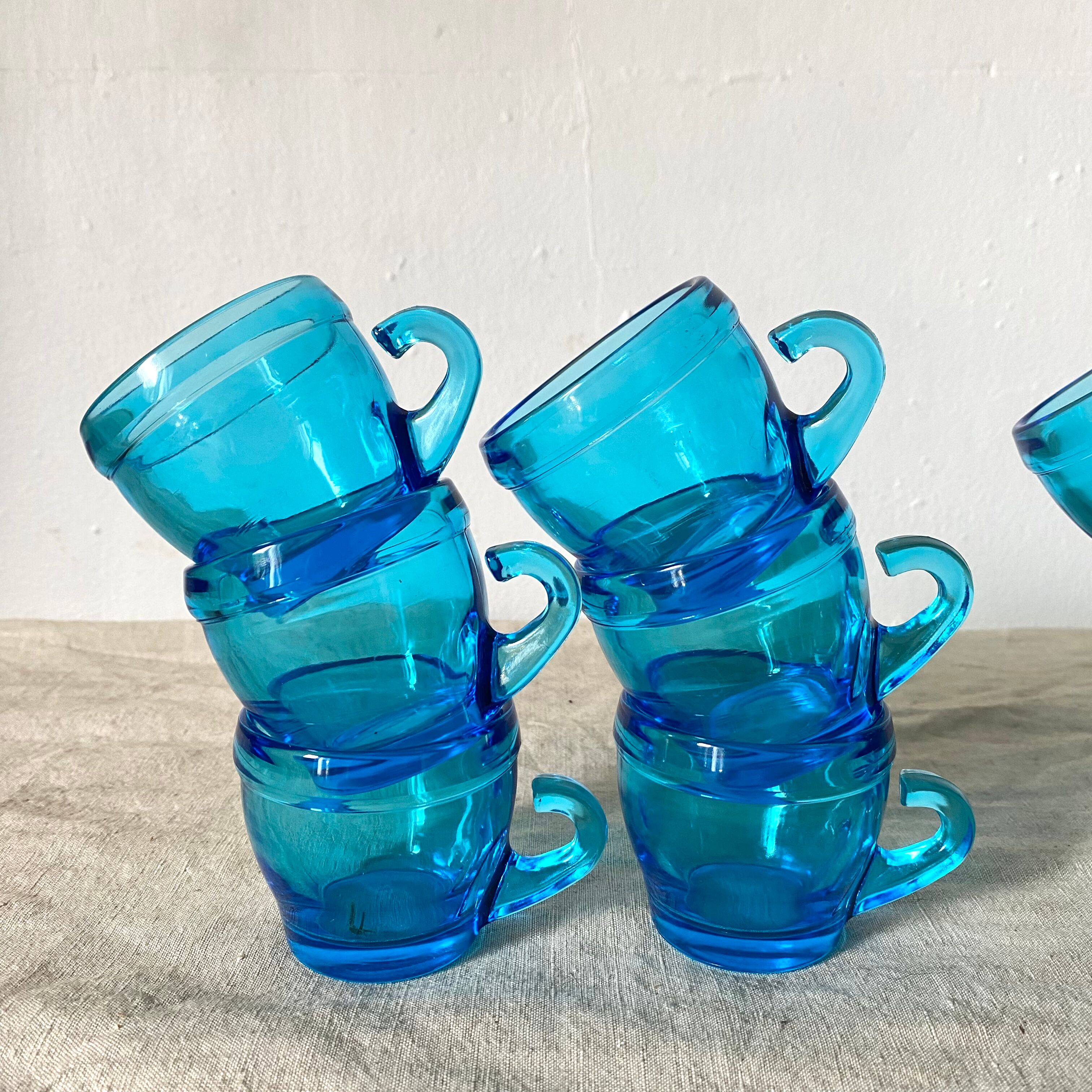 Vintage blue glass coffee cups