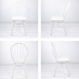 Chaise vintage blanche en bois style Windsor scandinave
