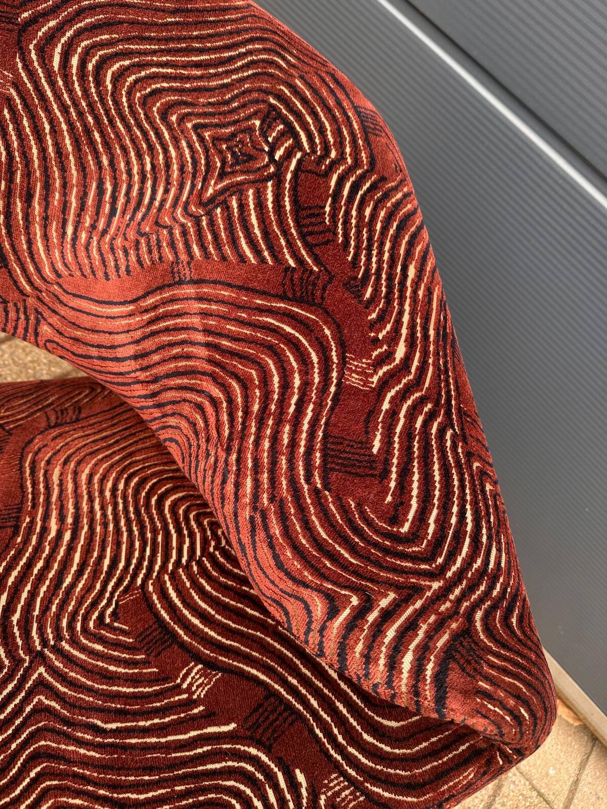 Artifort Ribbon chair by Pierre Paulin + Ottoman, Pierre Frey fabric