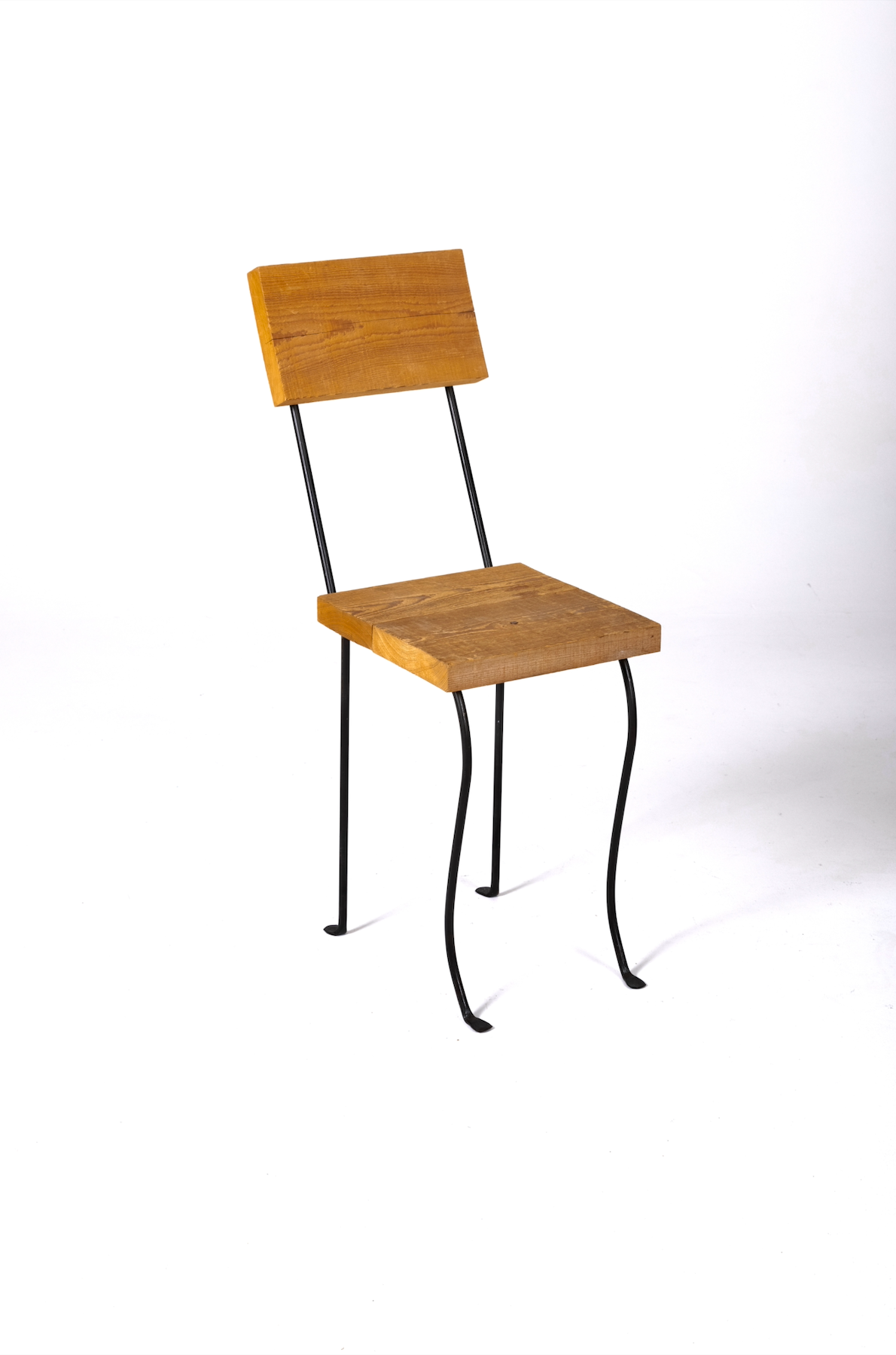 Chair in wood and black metal, 1990s