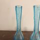 Antique Pair of Soliflore Vases, Pressed Moulded Glass, Blue Opaline Sapphire, 19th Century