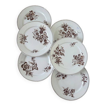 Set of 6 vintage dinner plates from Sarreguemines, Danish model 210412.
