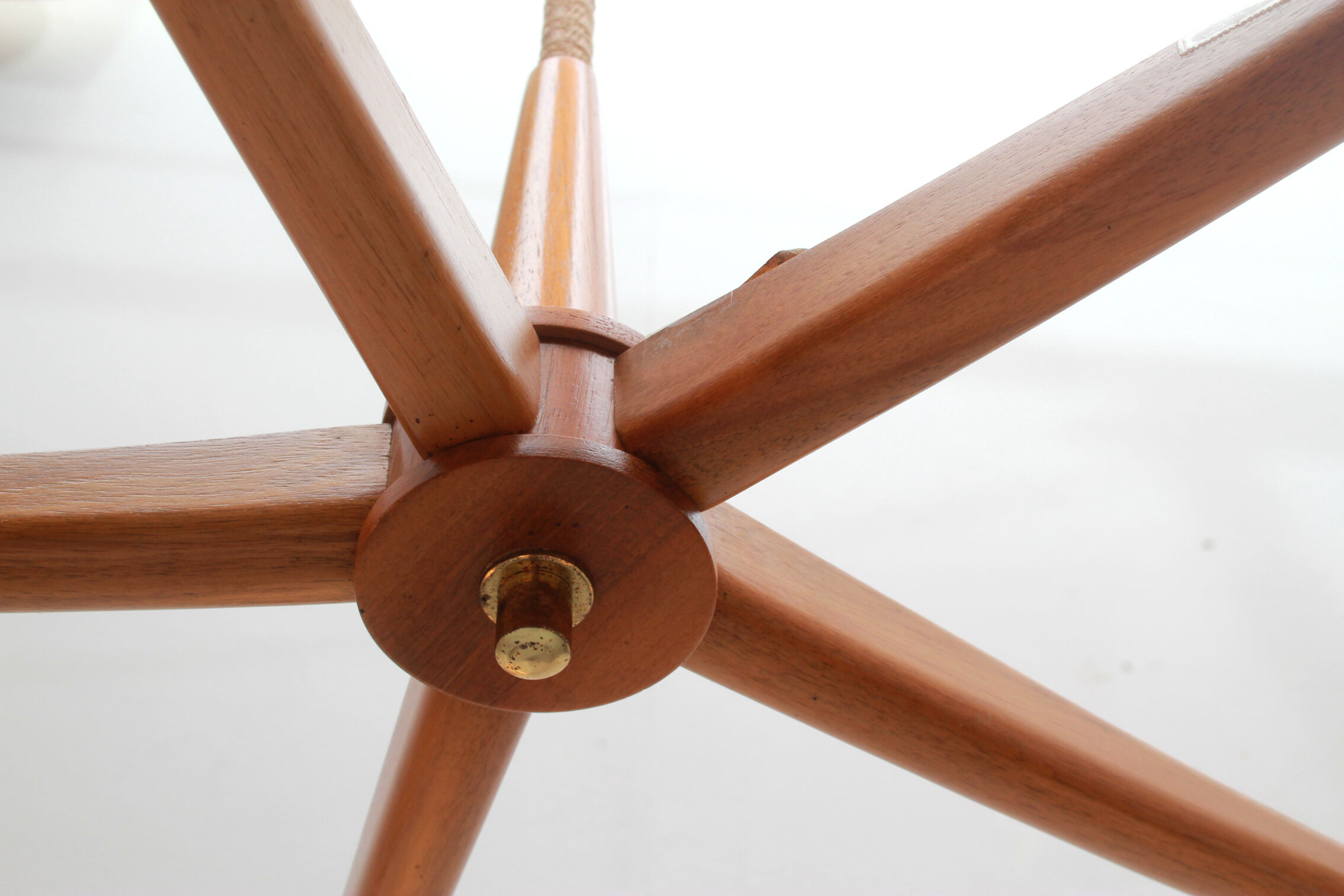 1960s ceiling light walnut opaline glass