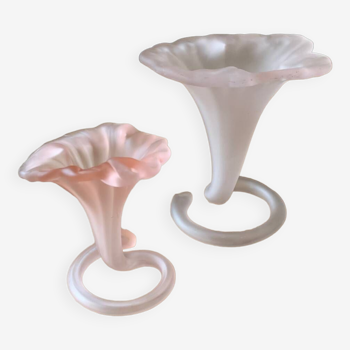 Set of 2 Murano glass soliflore vases Corolle Rose