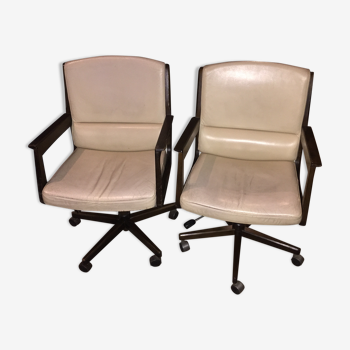 Pair of swivel office armchairs