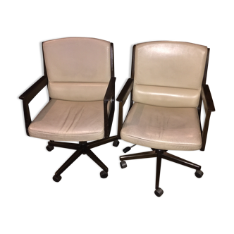 Pair of swivel office armchairs