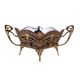 Art Nouveau platter with ceramic insert in openwork metal basket, burgundy glaze with gilt accents