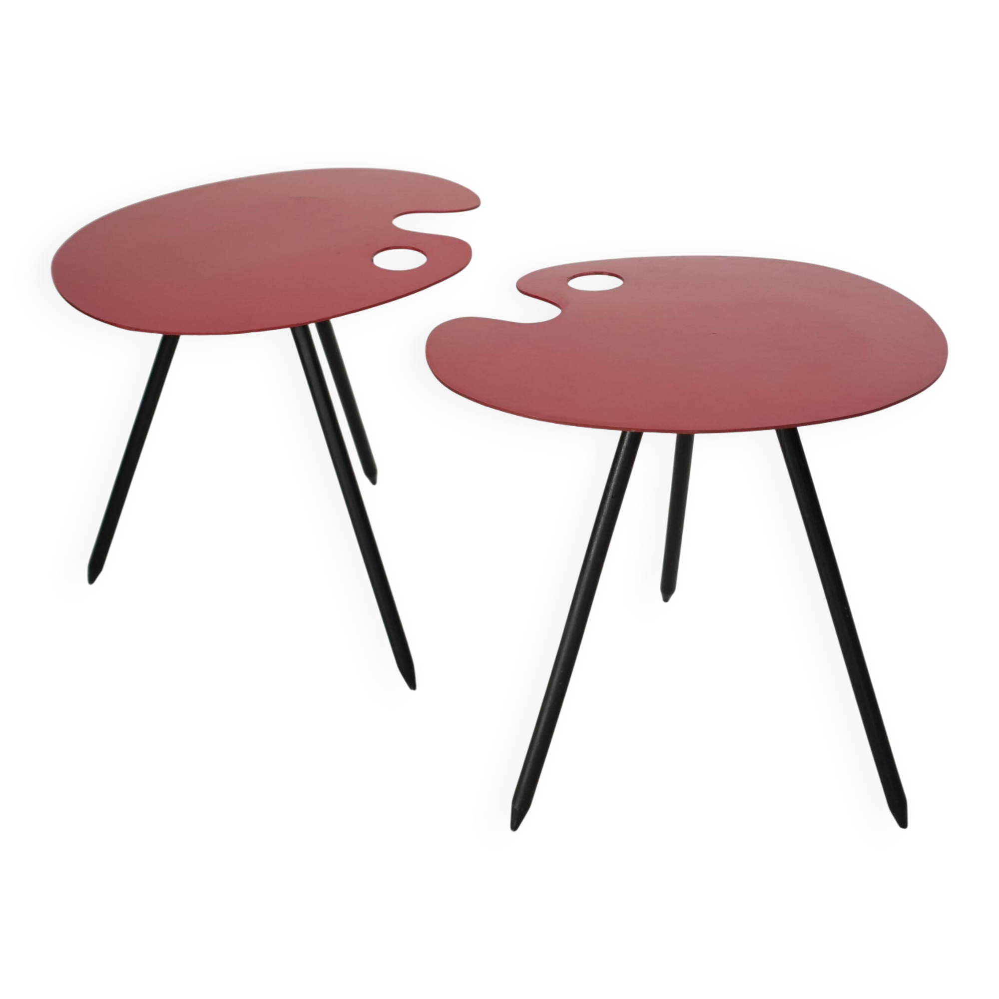 2 tables "Pic-Nic" par Lucien de Roeck pour Bois Manu