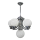 Grand lustre Art déco à 6 branches en chrome et verre, années 1930