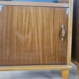 Paire de tables de nuit des années 50 avec plateau miroir
