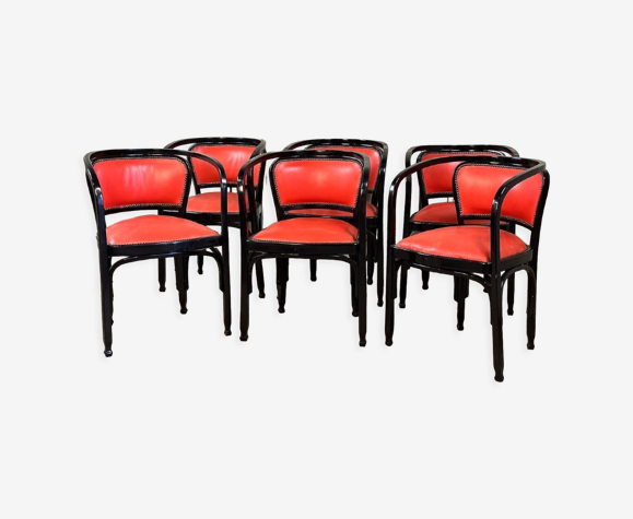 6 fauteuils en hêtre courbé par Gustav Siegel pour Kohn