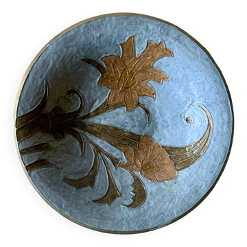 Cup on base in cloisonné brass