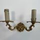 Pair of antique wall lamps in gilded metal - two lights - early XXth