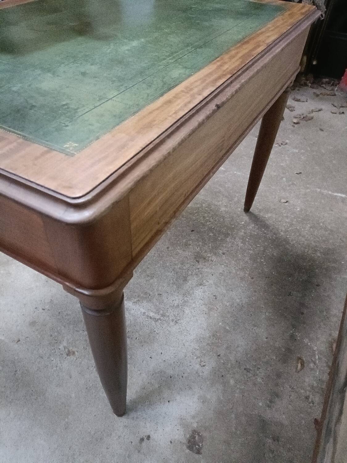 Vintage mahogany desk and leather top