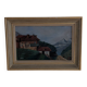 Tableau ancien d'un chalet à la montagne