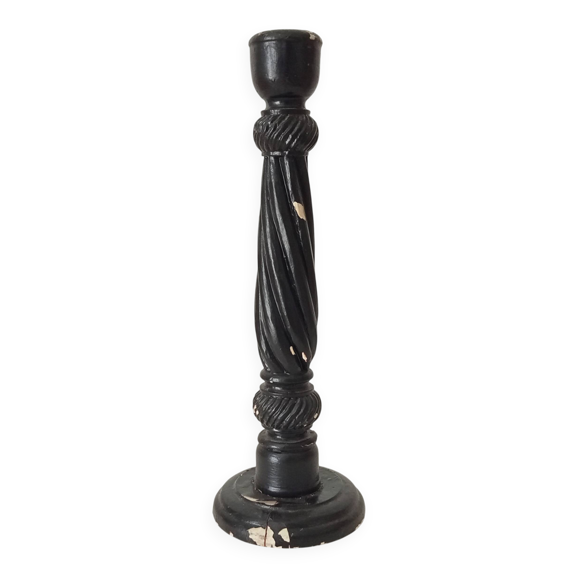 Large antique carved wooden candlestick