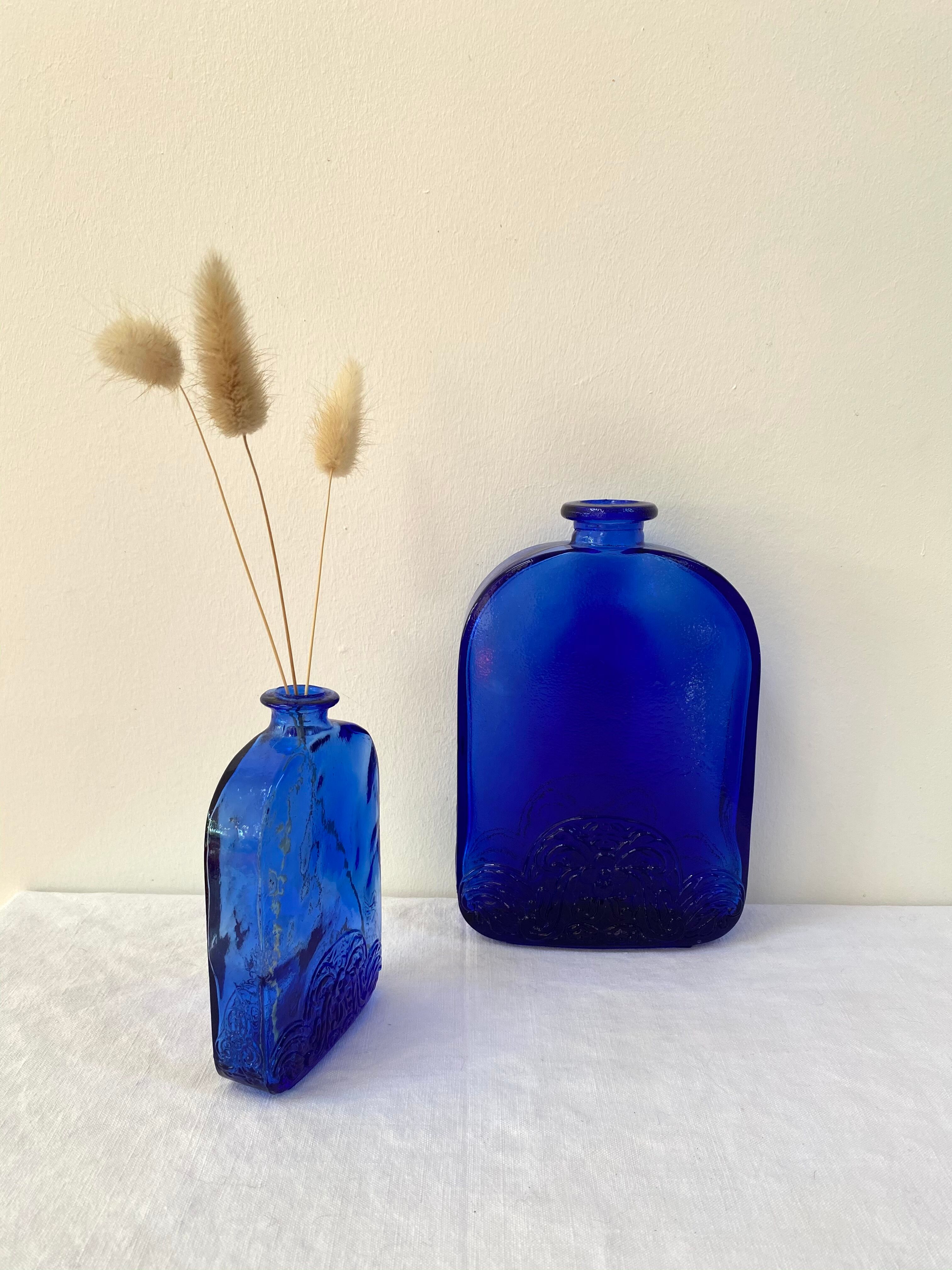 Large model cobalt blue glass bottle