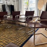 Set of 4 leather armchairs signed "Matteo Grassi" - 1960s