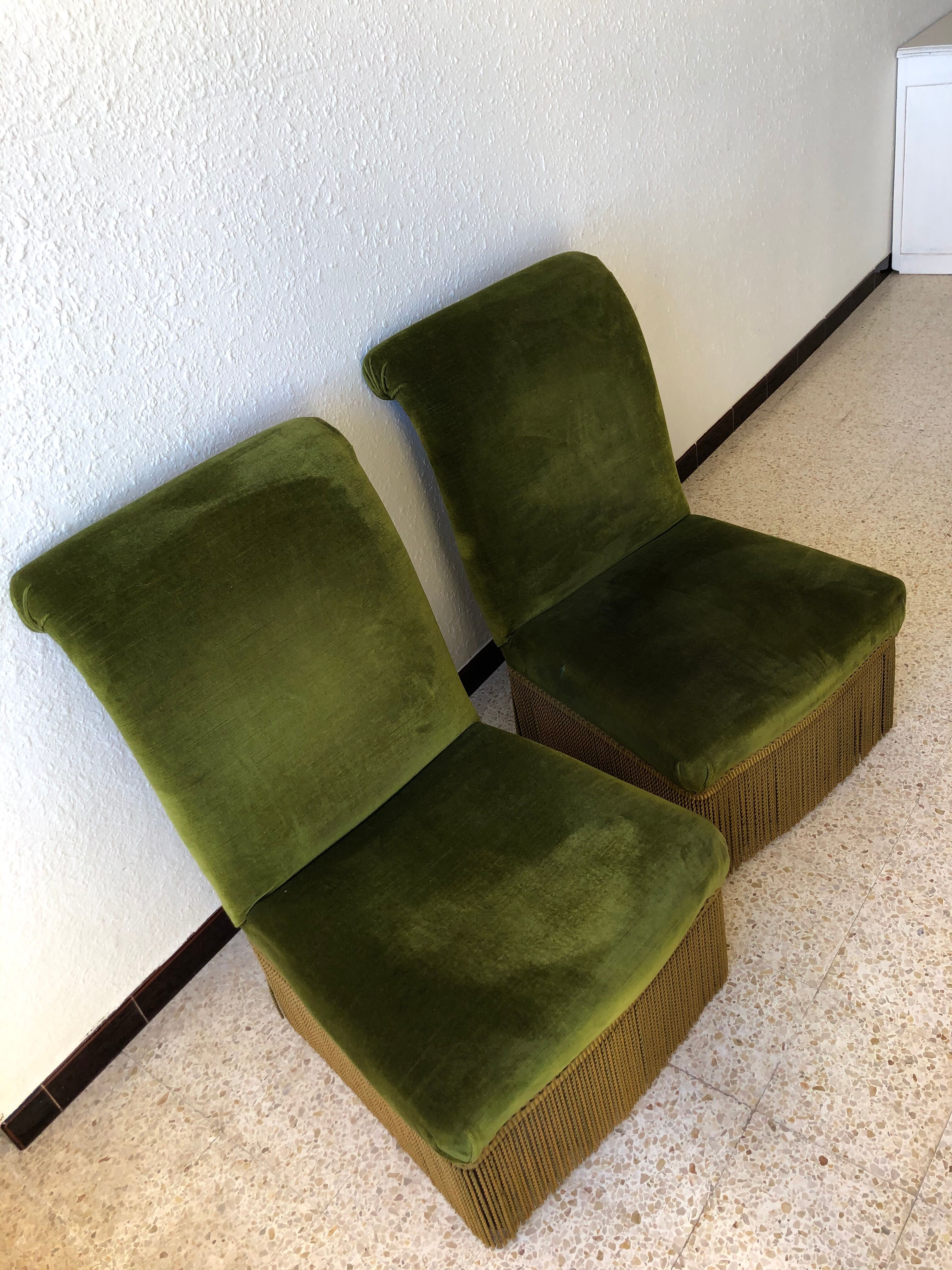 Pair of vintage green velvet heaters