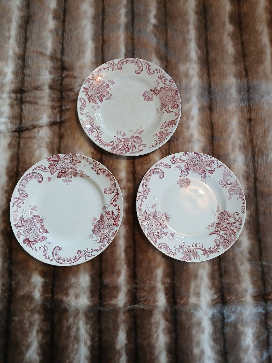 12 antique flat plates in ironstone
