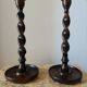 Pair of Barley Twist candlesticks in oak – English style, circa 1950