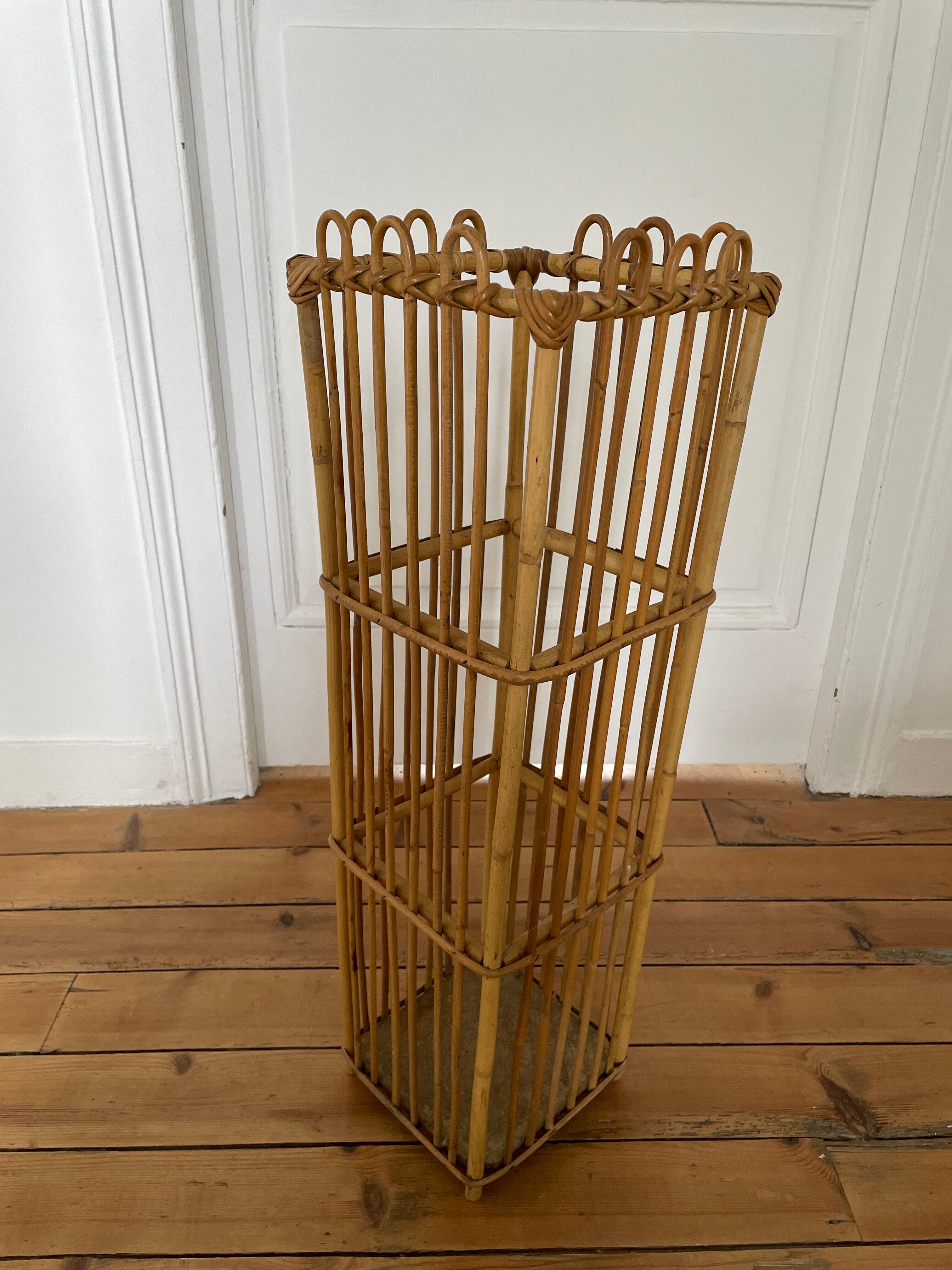 Vintage bamboo rattan umbrella holder