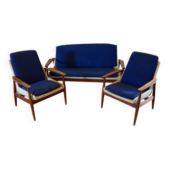 Ensemble canapé, plus 2 fauteuils scandinave