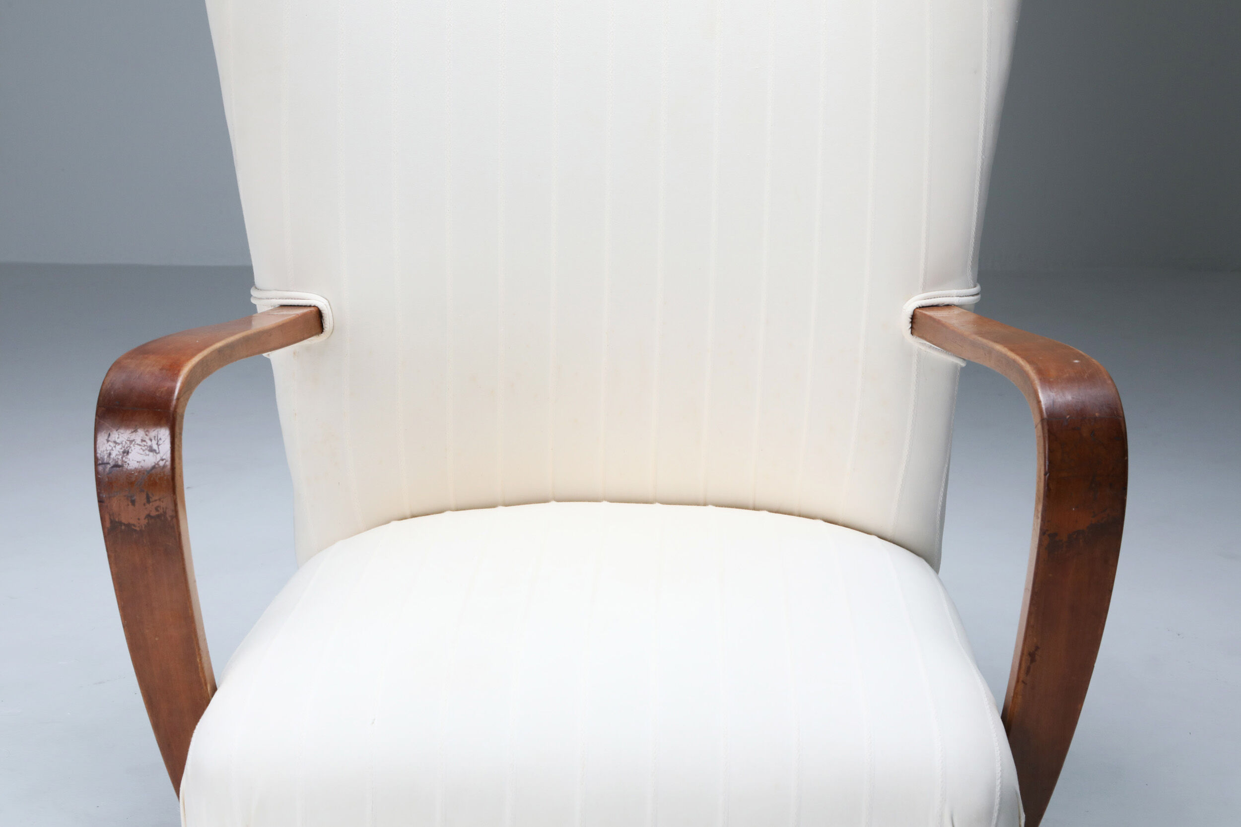 White Wingback Chair With Ottoman - 1950's