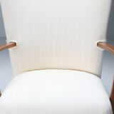White Wingback Chair With Ottoman - 1950's