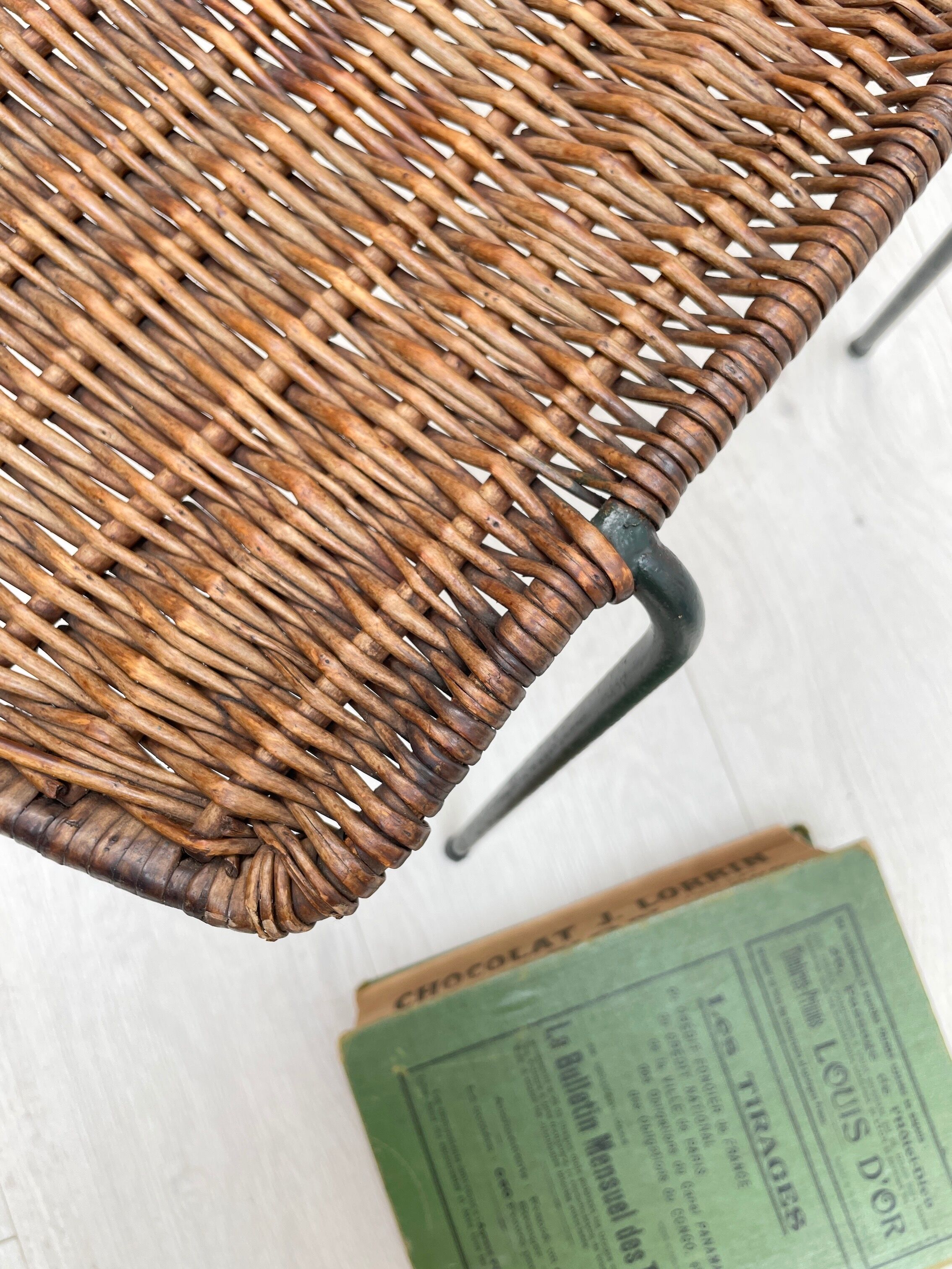 Vintage chair in wicker and metal circa 1950