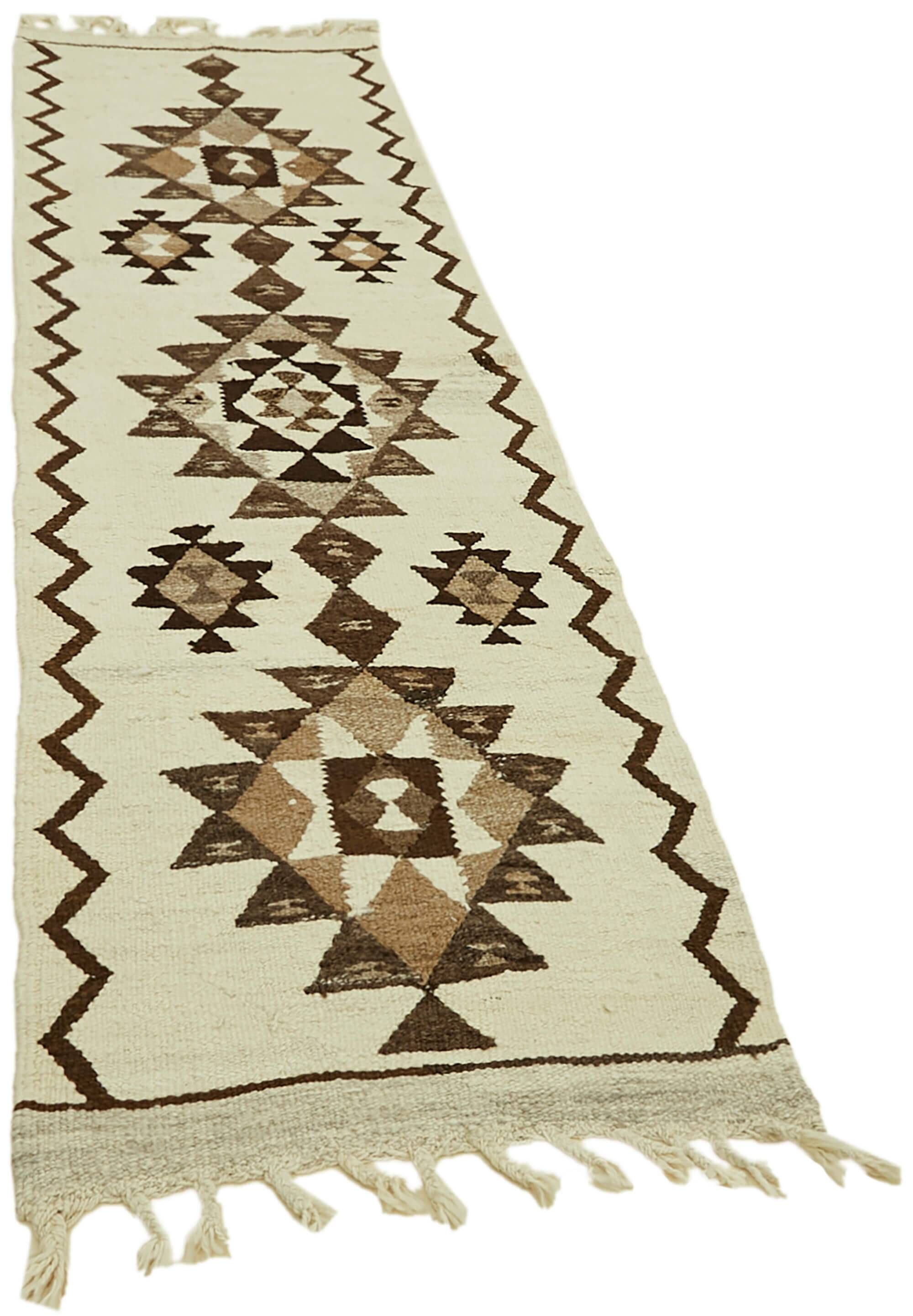 Turkish Handwoven Vintage Herki Kilim 80 cm x 273 cm