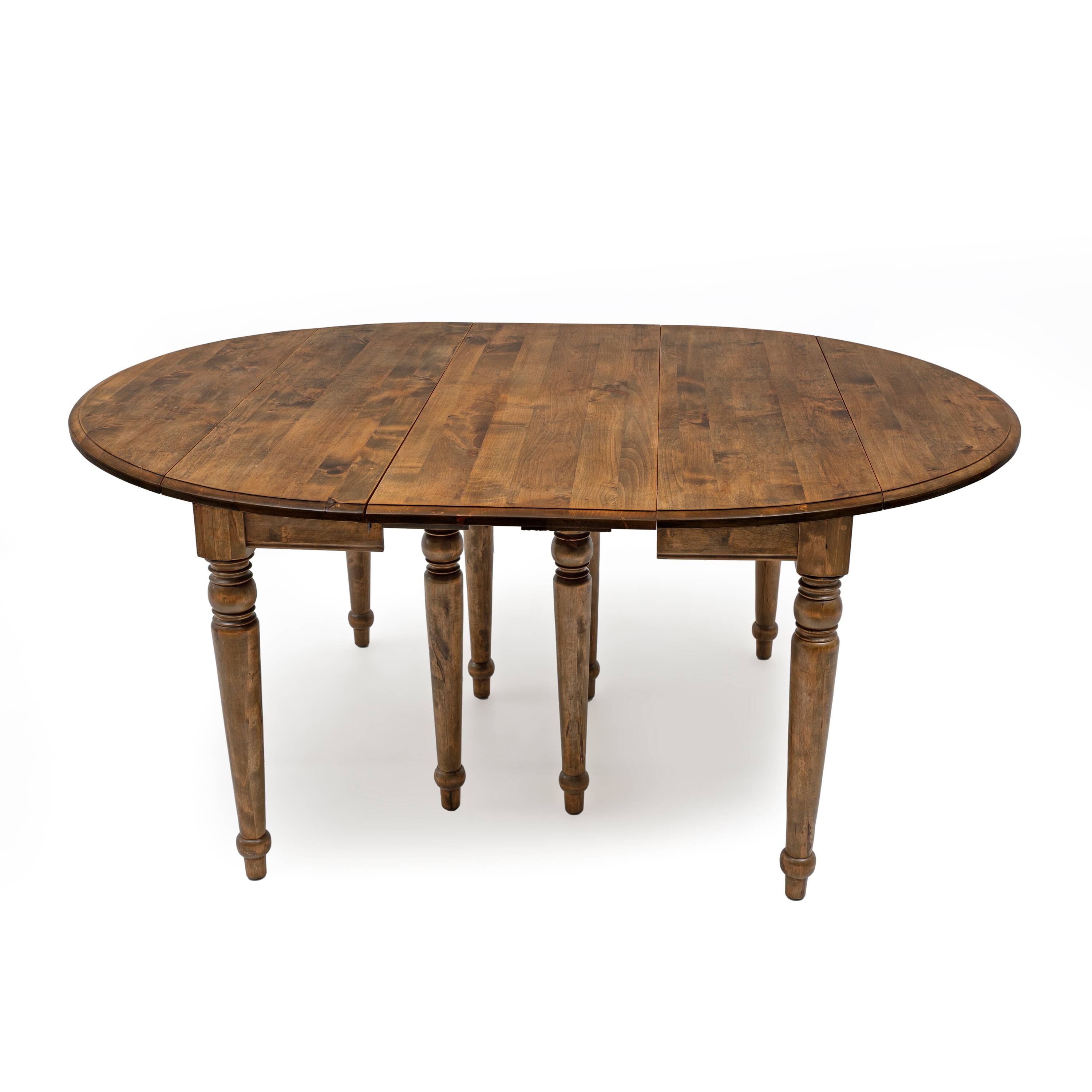 19th Century Tuscan Elm Extendable Round Dining Table with Five Leaves