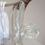 Champagne bucket in cut, engraved, thick crystal, signed "cristal de Lorraine"