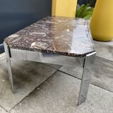 Vintage coffee table 70s marble top & chrome legs