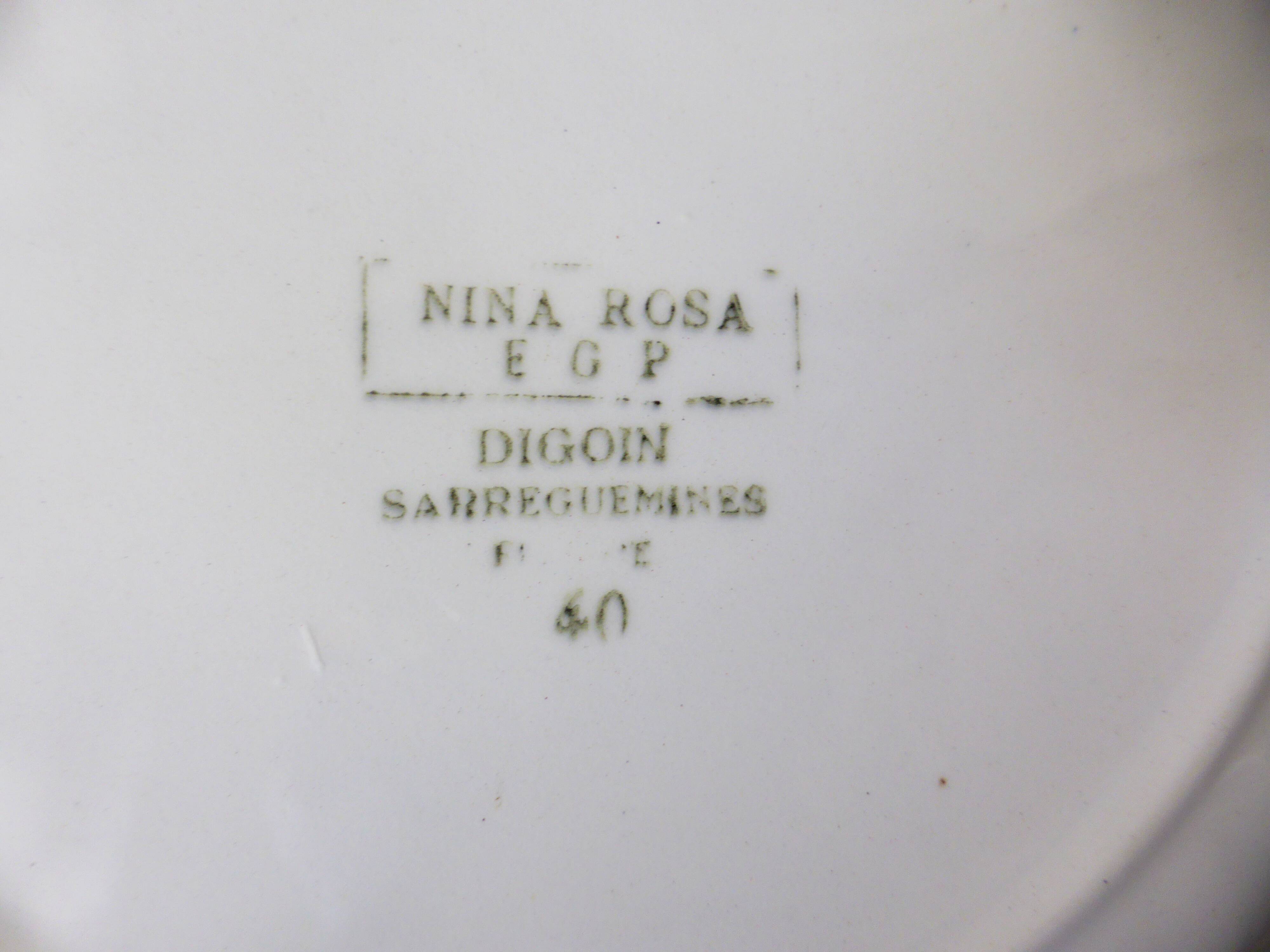 6 flat plates of Digoin Sarreguemines model Nina Rosa 210404