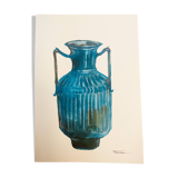 Signed watercolor and ink painting Vase Wabi Sabi collection China