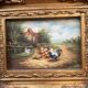 Oil on Panel Signed – Courtyard Scene with Roosters and Hens