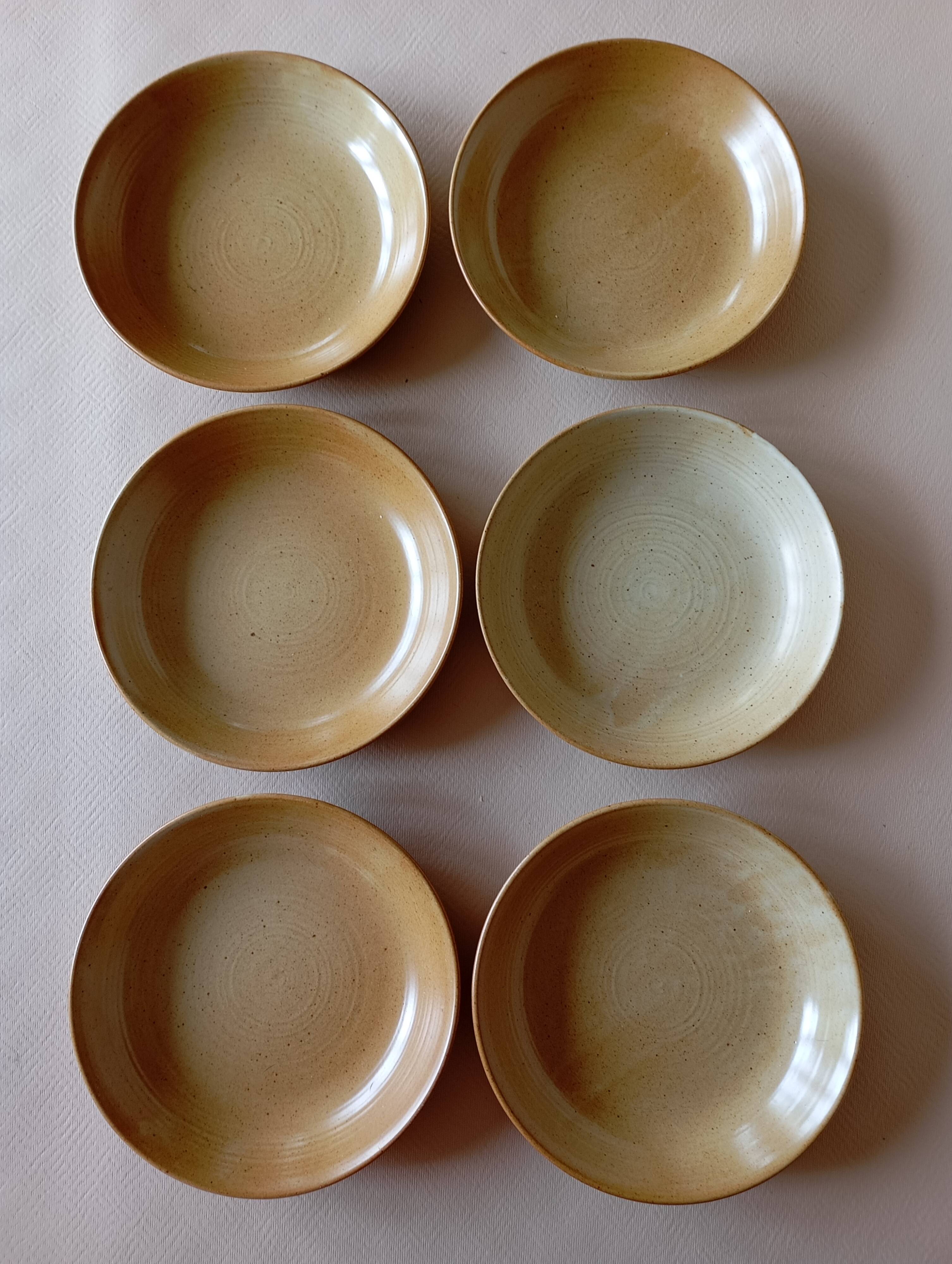 6 CNP Village stoneware skullcap plates