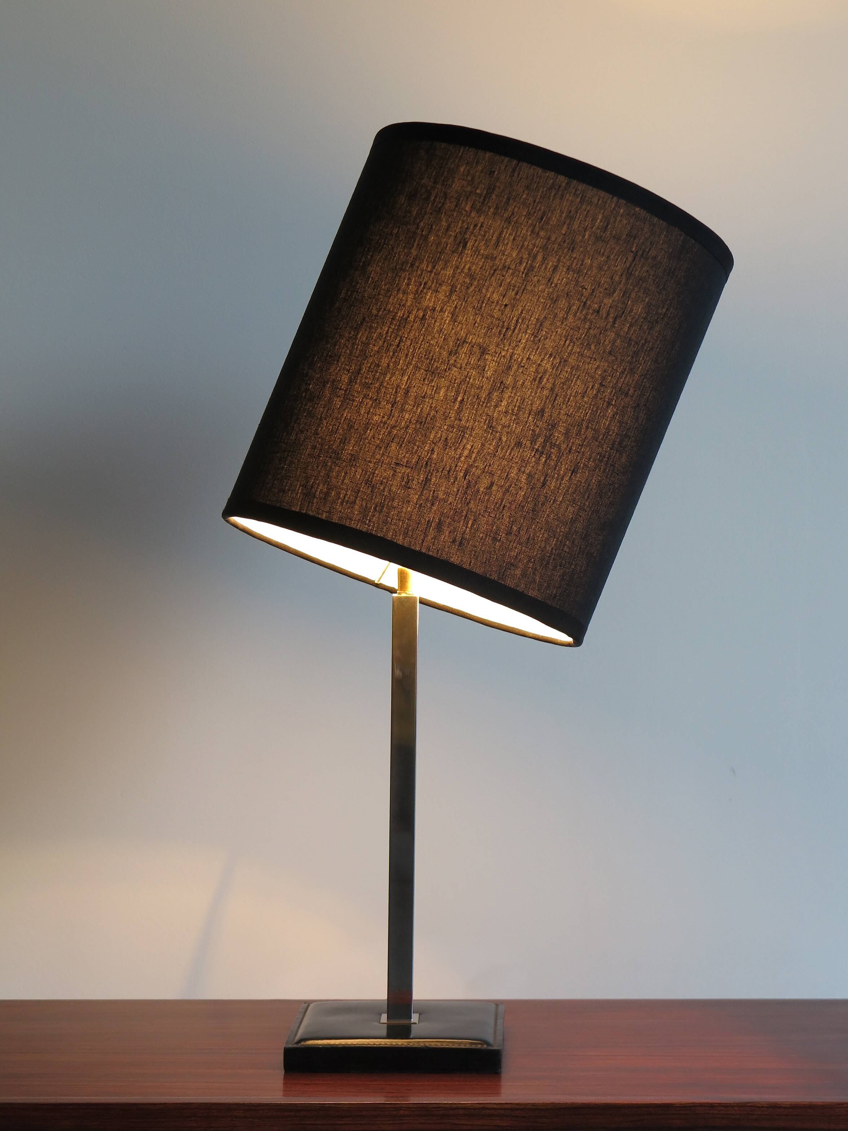 Delvaux leather table lampshade made in Belgium, 1950